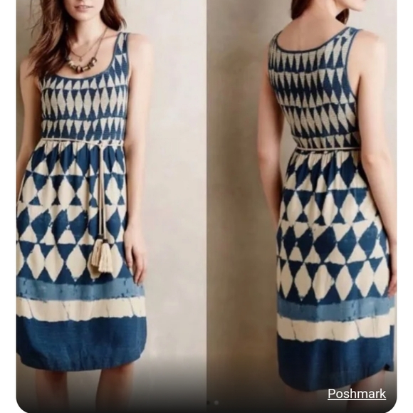 Anthropologie Dresses & Skirts - Anthropologie castalia smocked dress sz 4